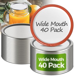 Comsaf 40 Pcs Wide Mouth Mason Jar lids, Canning Lids with Silicone Seal for Pickling, Fermenting, Jam Making, Food Storage, Canning Supplies, Fit for 3.39 inches Wide Mouth Mason Jars