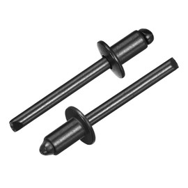 sourcing map 100Pcs 1/4"x3/8" Aluminum Blind Rivets, Aluminum Grip and Steel Mandrel, Dome Head Long Split Rivets for Metal, Furniture, Automotive, Black