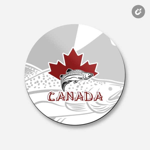 Unbranded Canada Fishing | 4'' X 4'' Round Decorative Magnet