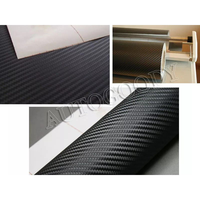 AUTOGOODY 120" x 60" Black Carbon Fiber Vinyl Wrap 3D