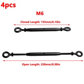 Antrader Turnbuckle Eye and Eye,4Pcs M6 Eye to Eye Turnbuckle Heavy Duty Turnbuckles Cable Turnbuckle Stainless Steel Turnbuckles Black Turnbuckle for Wire Rope Tension