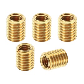 PATIKIL Brass Threaded Repair Insert Nut, 5 Pcs M8x1.25 Male to M6x1 Female Thread Sleeve Inserts Reducing Nut Adapter Reducer Screw Sleeves 10mm