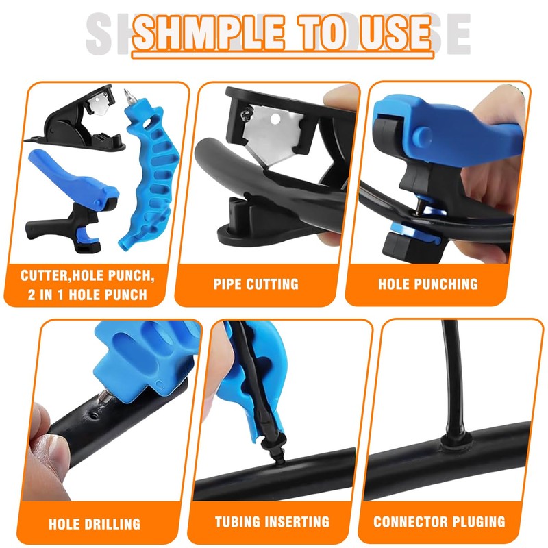 HUAREW 3PCS Drip Irrigation Tubing Hole Punch Cutter Tool Set,