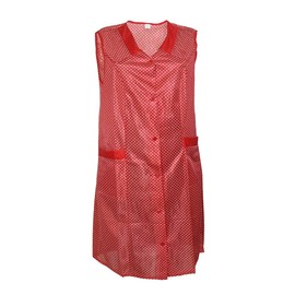 Dederon Apron Nylon Blue or Red, Red with white polka dots