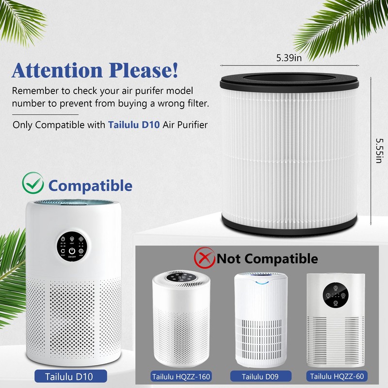 XBWW 2 Packs D10 Replacement Filter Compatible with Tailulu D10