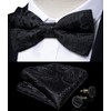 DiBanGu Pre-Tied Silk Bow Tie Set for Men Black Paisley