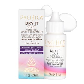 Pacifica Acne Spot Treatment & Pimple Cream – Dry It Out Gel with 2% Salicylic Acid, Witch Hazel, Niacinamide – Dries Blemishes Overnight, Fights Breakouts & Redness, For Teens & Adults, Vegan Clean
