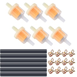 Vwoqiy Pack of 24 Motorcycle Fuel Hose Kit, Inline Fuel Filter Line, Spring Clamps Kit, 6 Pieces Fuel Filter, 6 Pieces Diameter 8 mm Fuel Line, 12 Pieces Hose Clamps for Motorcycle Car Scooter