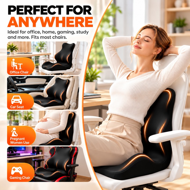 Ergonomic Memory Foam Seat Cushion for Office Chairs – Full
