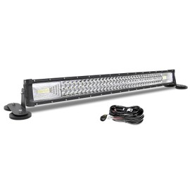Willpower 32 inch Straight Led Light Bar with Magnetic Bracket Holder,12V Wiring Harness Cable Kit,405W Triple Row Flood Spot Beam Driving Work Lamp for Jeep Car Off Road Truck SUV 4x4 Trailer,6000K