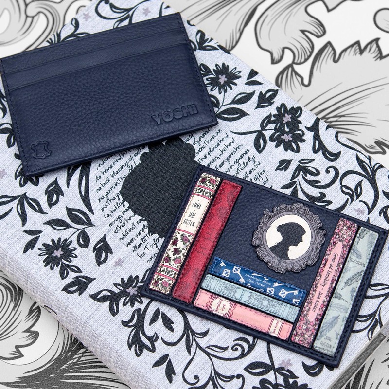 Yoshi Jane Austen Card Holder with RFID Blocking, Genuine Leather,