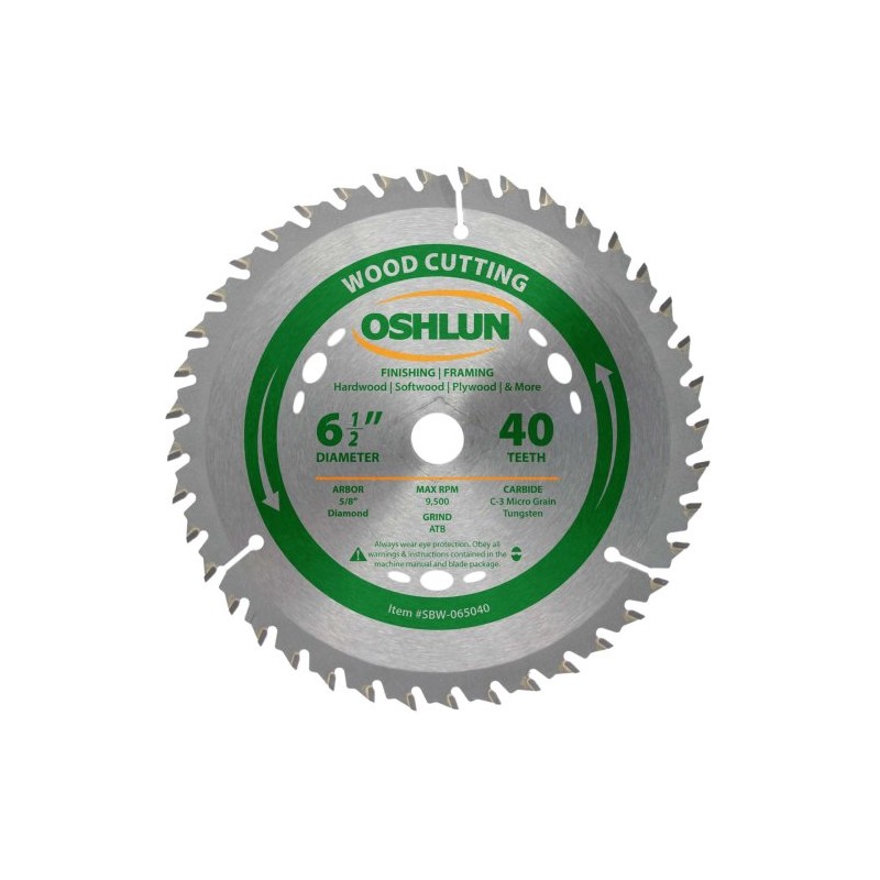 Oshlun SBW-065040 6-1/2-Inch 40 Tooth ATB Finishing and Framing Saw