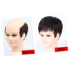 LALAFINA 2pcs Men Lifelike Overhead Replacement Block Seamless Black Hair