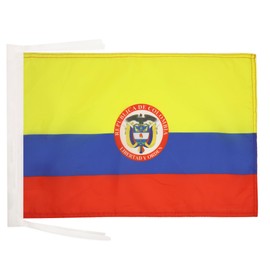 Colombia coat of arms Flag 18'' x 12'' cords - colombian SMALL flags 30 x 45cm - Banner 18x12 in - AZ FLAG