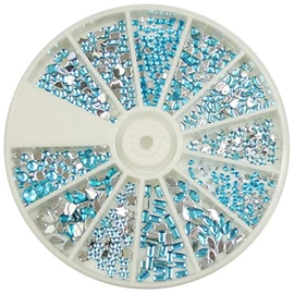 RM Beauty Nails Rhinestones in Plate Different Shapes in Turquoise for Nail Art and Nail Art