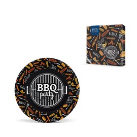 PAW - Paper Plate (23 cm) I 10 Pieces I Colourful Disposable Paper Plates I Ideal for Weddings, Communions, Parties, Birthday I Printed with Water-Based Inks I Color: BBQ Party (Black)