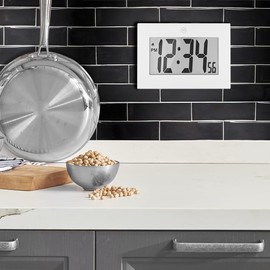 Marathon Large Digital Wall Clock | Large Digit Display with Alarm & Fold-Out Table Stand | Ideal Kitchen Wall Clock or as a Wall Clock for Bedroom