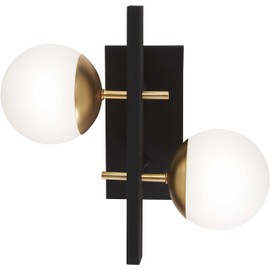 George Kovacs P1351-618 Alluria 2 Light Wall Mount, 150 Watt Total, Weathered Black w/Autumn Gold