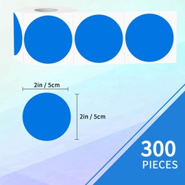 YEGAWEN Removable Stickers - 300Pcs Blue Circle Color Stickers, Waterproof, Writable, Suitable for Laser & Inkjet Printers
