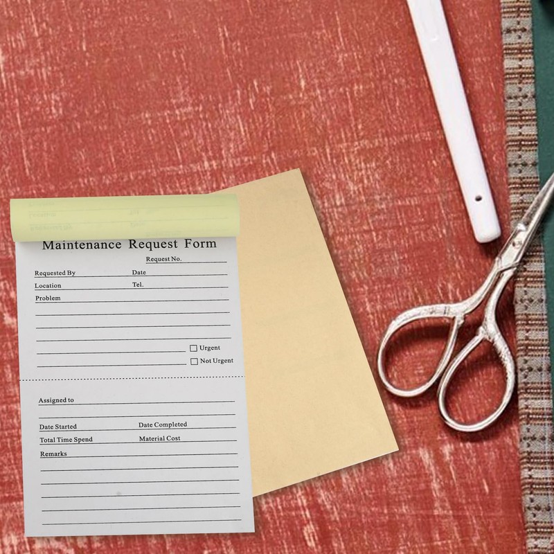 2 Packs Maintenance Request Forms,100 Sets 3 Part Carbonless Repair