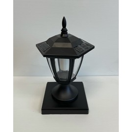 JAYXC HOME 2-Pack Solar Post Flame Light, Outdoor Deck Fence Post Cap LED Light, Waterproof 5X5 Black Post Top Solar Powered Light with Flickering Flame