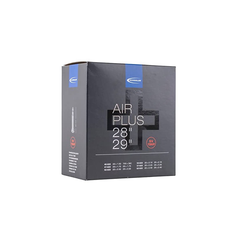 Schwalbe Unisex's AIR Plus Cycle Tube, Black, 29 x 1.5-2.4