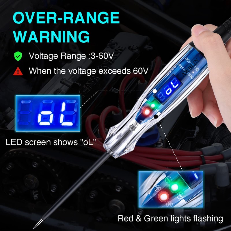 AWBLIN Automotive Test Light 3-60V DC Digital LED Circuit Tester,
