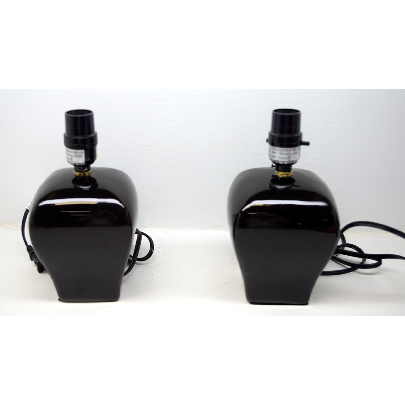 Set of 2 Modern Square Shaped Chocolate Brown Ceramic Table