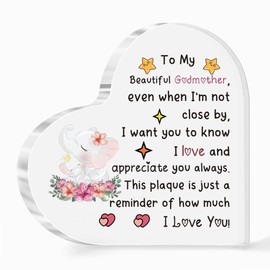 Gifts Acrylic Plaques Mother's Day Present Godmother Appreciate Present Birthday Heart Sign Home Decorations Christmas Souvenirs from Godson Goddaughter to God Mom Love Reminder Keepsake