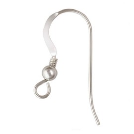 Regal Findings -10 Pieces (5 Pairs) Solid Sterling Silver .925 Flat French Hook Ear Wires w/Coil & 3.0 mm Ball Bead