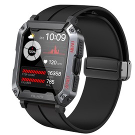 Lamshaw Compatible with ALKAI N27 Smart Watch Band, Soft Silicone Magnetic Buckle Sport Wristband Replacement Straps Compatible for ALKAI N27 2.02 Inches Smart Watch (Black)