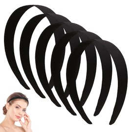5 PCS Velvet Headband Black Headbands for Women Black Velvet Headband Padding Headband Vintage No Teeth Lightweight Hair Accessories for Teen Girls Women