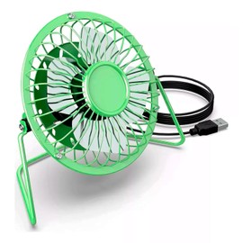 Ventilador De Escritorio Usb Portátil 4 Aspas Mini Metalico color verde