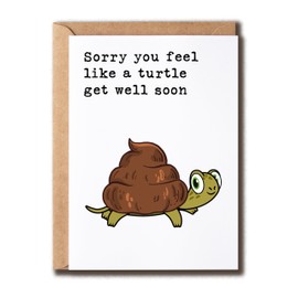 GoGiDesigns Turtle Get Well Soon Card - Naughty Get Well Card - Get Well Soon Message Card - Get Well Greeting Card - Card For Friend