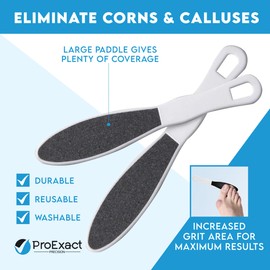 4 Pack Podiatry Foot Files for Hard Skin | Professional Foot Dresser Paddle | Double Sided Callus Remover & Exfoliate Pedicure Set for Feet | Removes Dead Dry Skin