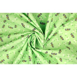 Pyrhan Polycotton Bees with Little Daisy Floral Printed Fabric by The Metre 45 Inch Wide Poly Cotton Fabric -Used in Sewing Mask, Quilting, Dress Fabric, and Accessories (Green)