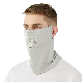 [Soteki] フェイスカバー 夏用冷感タイプ 耳掛け式 UV カット 日焼け防止 吸汗速乾 通気性 ストレッチ素材 ネックカバー付き スポーツ 自転車 釣り ランニング メンズ レディース兼用 (1, グレー)