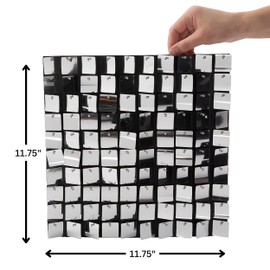 Fun Express Sequined Shimmer Wall Panels – Elegant Silver Party Decorations Weddings Receptions Special Occasions – Reflective Silver Panels Elevate Event Décor & Backdrops for Celebrations – 4 Pieces