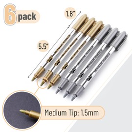 Mr. Pen- Metallic Paint Markers, 6 Pack, Silver Paint Marker, Gold Ink Pen, Silver Markers Permanent Metallic, Gold Metallic Marker