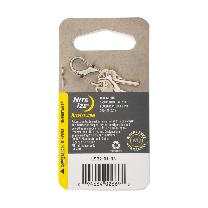Nite Ize S-Biner SlideLock Locking Stainless Steel Carabiner (Black, #2)
