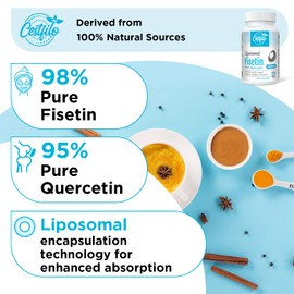 Liposomal Fisetin with Quercetin 60 Softgels - High Dose 1200 mg per Serving - Maximum Bioavailability - Natural Anti-Ageing Senolytic by Cestfilo (Pack of 3)