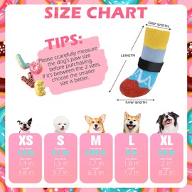 EXPAWLORER 8 Pcs Donut Dog Socks with Gift Box,Dog Boots & Paw Protectors in Winter,Dog Booties for Hardwood Floor Anti Slip,Prevent Licking Paws,Dog Shoes for Small Medium Large Senior Dogs