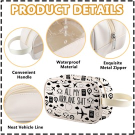 XYANFA Flight Attendant Makeup Bag All My Airplane Sh*t Accessory Pouch Traveler Cosmetic Bag Airplane Travel Toiletry Organizer Cosmetic Bag (AIRPLANE tm)