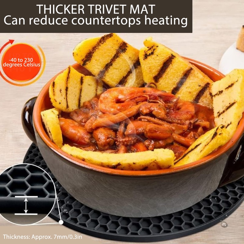 5PCS Silicone Trivet Mats Round Multipurpose Heat Resistant Non Slip
