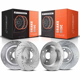 A-Premium Front and Rear Drilled and Slotted Disc Brake Rotors Compatible with Select Honda Models - Odyssey 2005 2006 2007 2008 2009 2010, 4-PC Set
