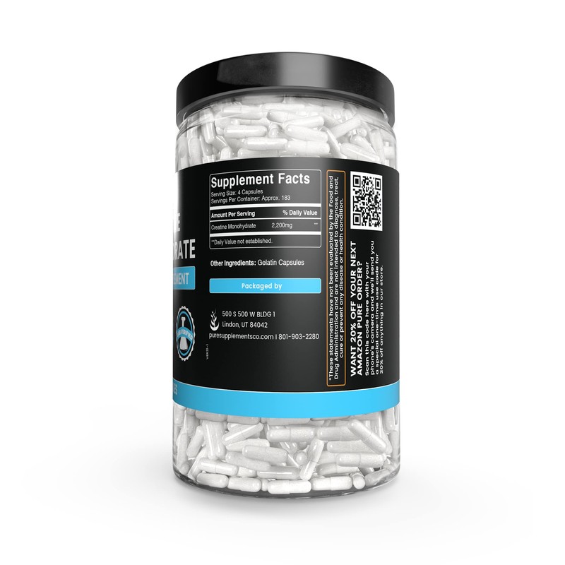 PURE ORIGINAL INGREDIENTS Creatine Monohydrate (730 Capsules) No Magnesium Or