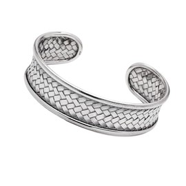 Treasure Bay Women's Silver Bangle Bracelet - Fabulous 925 Sterling Silver Woven Braided Cuff Bangle Bracelet for Women, Girls