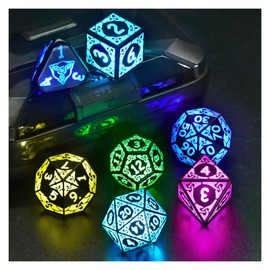 LED Dice DND Dice Set, ZHOORQI RGB Light up Dice Set D&D Rechargeable, Dungeons and Dragons Dice Accessories for Role Playing Games (KS-RGB)