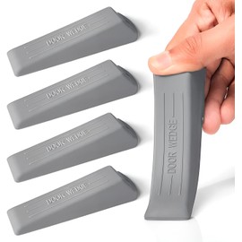 UNS Essentials 5 Pack Rubber Door Stoppers for Bottom of Door, Premium Door Wedge Stopper, Suitable for All Floors Non-Slip Rubber Door stopper wedge, Self-Adhesive Door Stops for Heavy Doors (Grey)