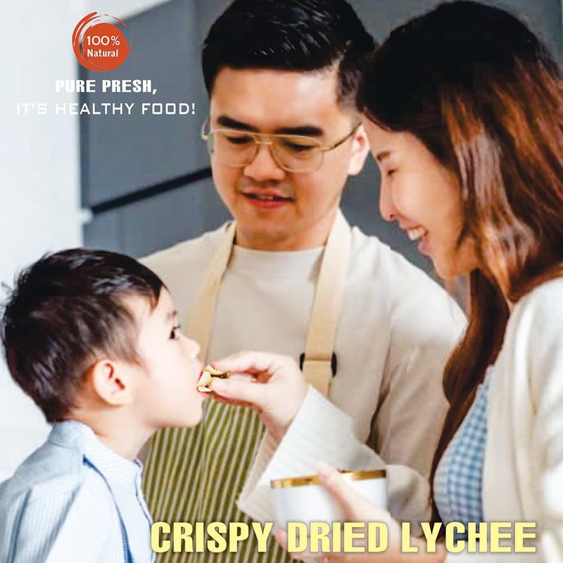 CRISPY DRIED LYCHEE 2.47 oz (70g) VIETFARMFOOD: Freeze-dried, no sugar